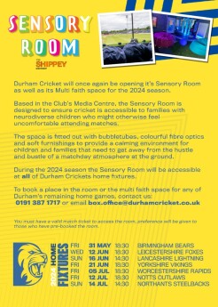 Durham Cricket sensory room poster